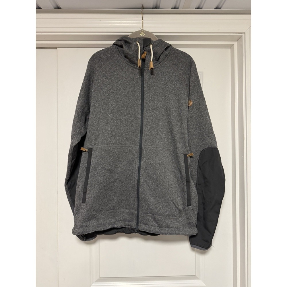 Fjällräven Övik Fleece Long Sleeve Full Zip Hoodie, Gray, Men's Large
